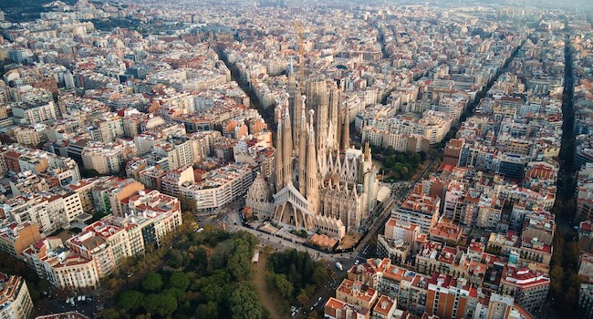 aerial view of sagrada familia in barcelona