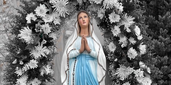 mother mary with white flowers