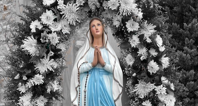 Mother Mary with white flowers