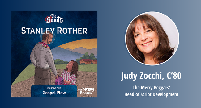 blessed stanley rother podcast graphic with judy zocchi